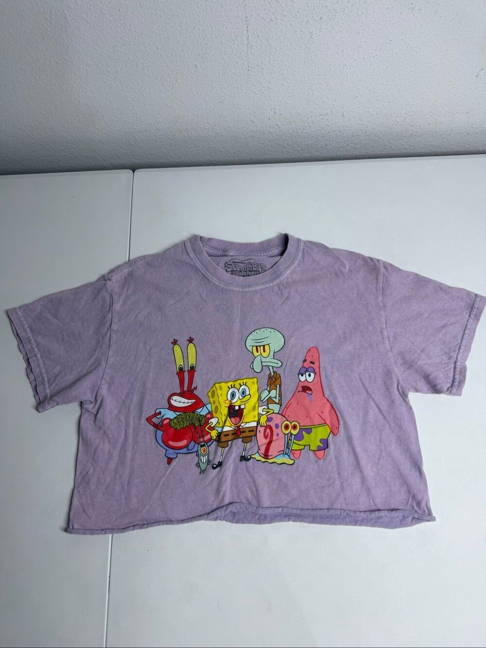 SpongeBob SquarePants Purple Crop T Shirt Womens Size S Rare Collectible Cartoon